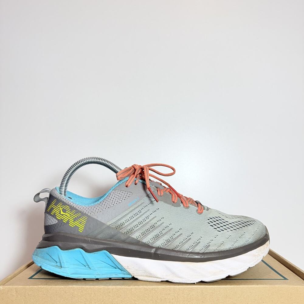 Hoka Womens 7.5 Arahi 3 Grey Blue Trail Hiking Shoes Outdoor Camping Sneaker